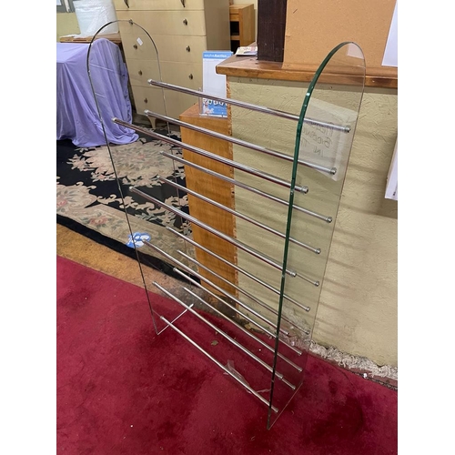 191 - GLASS AND STAINLESS STEEL SHOE RACK