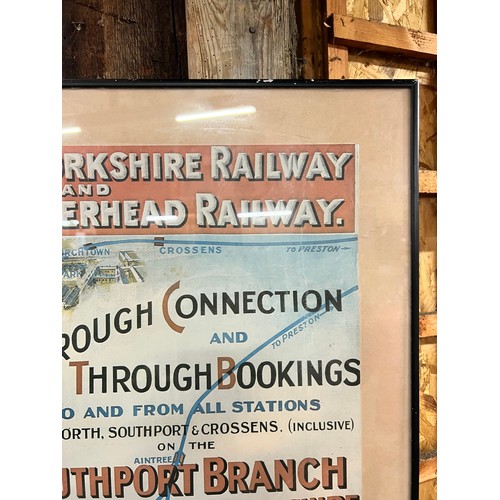 157 - VINTAGE RAILWAY POSTER LANCASHIRE AND YORKSHIRE RAILWAY AND LIVERPOOL OVERHEAD RAILWAY 880MM X 570MM