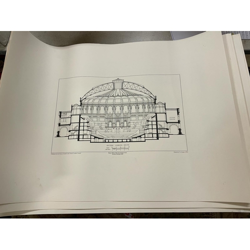 196 - 11 ARCHITECTUAL PRINTS OF ROYAL ALBERT HALL, HARRODS ETC