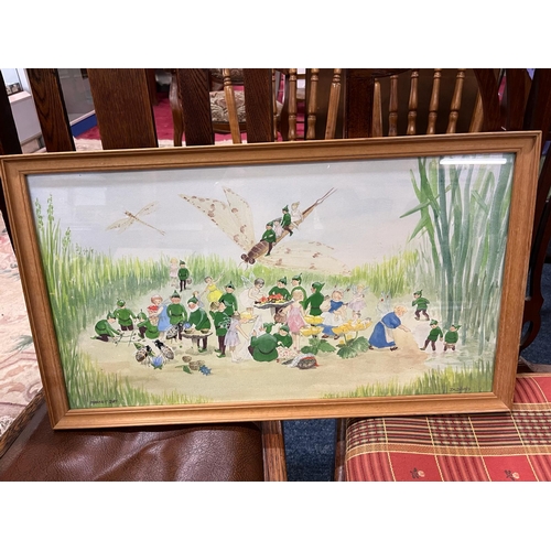 198 - ORIGINAL PIXI AND FAIRY WATERCOLOUR BY JOYCE N DAVIS HENLEY ARTS GUILD