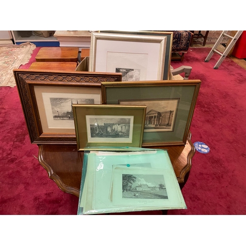 203 - QTY ANTIQUE ENGRAVINGS AND PHOTOGRAPHS, FRAMED AND UNFRAMED SOME LOCAL KENT