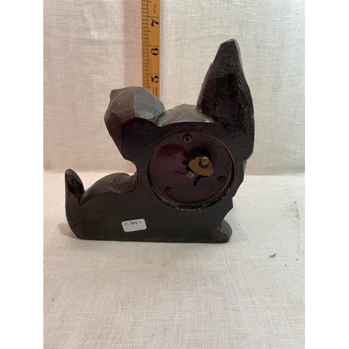 268 - BLACK FOREST CARVED DOG CLOCK