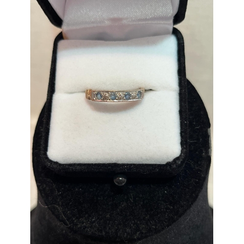 357 - 9CT DIAMOND AND SAPPHIRE RING SIZE M