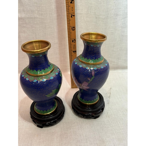 292 - PAIR CLOISONNE POTS