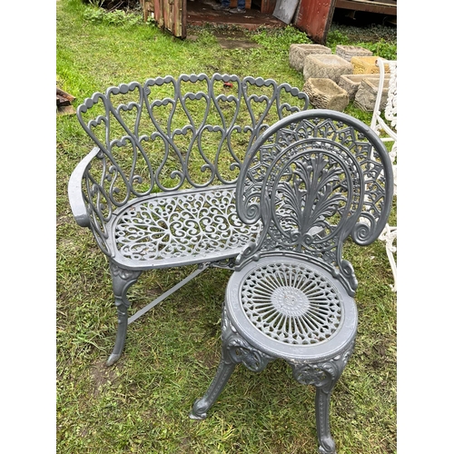 58 - CAST GARDEN BENCH 3FT AND CHAIR