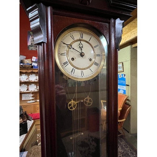 268 - MAHOGANY WALL CLOCK 110CM APPROX