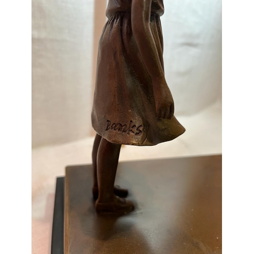 289 - SIGNED LTD ED BRONZE ON MARBLE BASE GIRL AND BALLOON