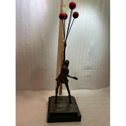 301 - SIGNED LTD ED BRONZE ON MARBLE BASE GIRL WITH BALLOONS