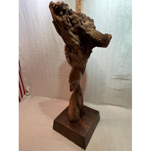 314 - HAND CARVED FROM TREE FIGURE