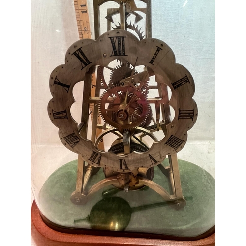 330 - SKELETON CLOCK WITH DOME