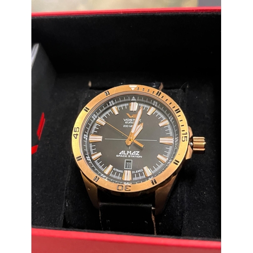 386 - GENTS VOSTOK WATCH BOXED WITH CERTS