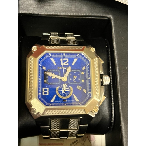 388 - GENTS RENATO WATCH WITH BOX AND CERTS