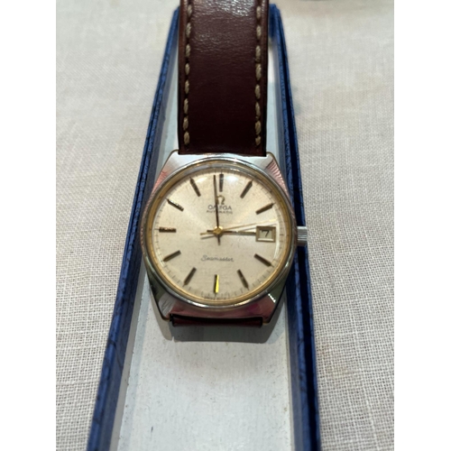 400 - GENTS OMEGA SEAMASTER AUTOMATIC WATCH NO BOX WITH LEATHER STRAP