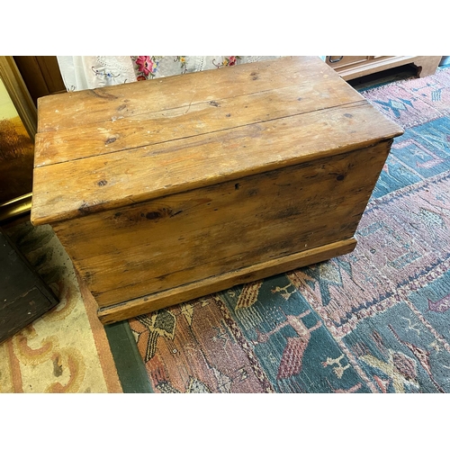 1 - LARGE PINE CHEST 77CM WIDE 43CM DEEP 43CM HIGH