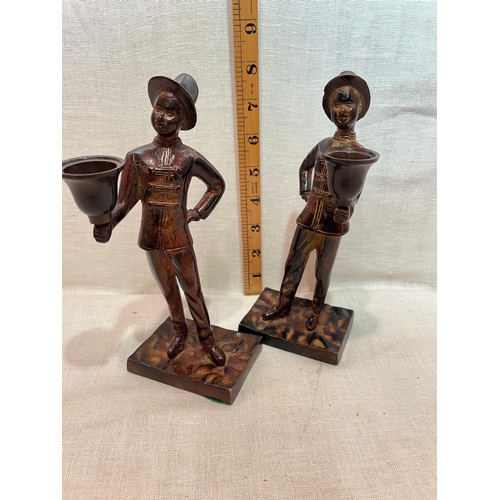 122 - PAIR BRONZE CANDLESTICKS