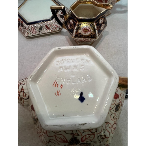 187 - HAND PAINTED TEAPOT STAND JUG AND EWER POSS WOODS IMARI