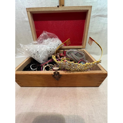 83 - WOODEN BOX JEWELLERY