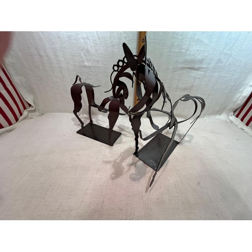 101 - PAIR METAL HORSE ART SCULPTURES