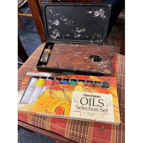 112 - EARLY ARTISTS BOX AND OILS