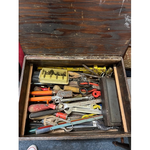 47 - WOODEN BOX FULL OF TOOLS