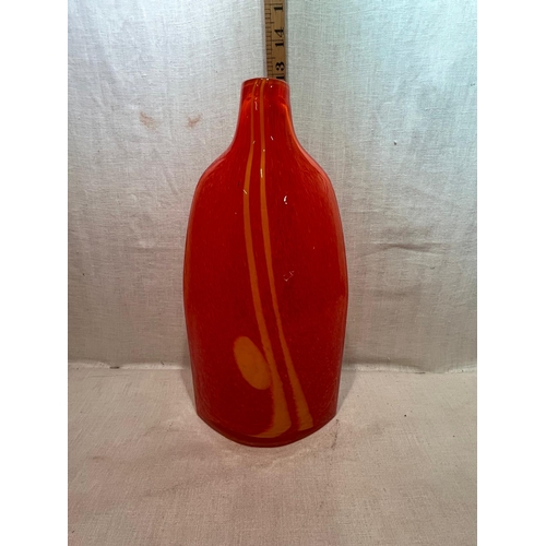 281 - LARGE ORANGE ART GLASS BOTTLE VASE