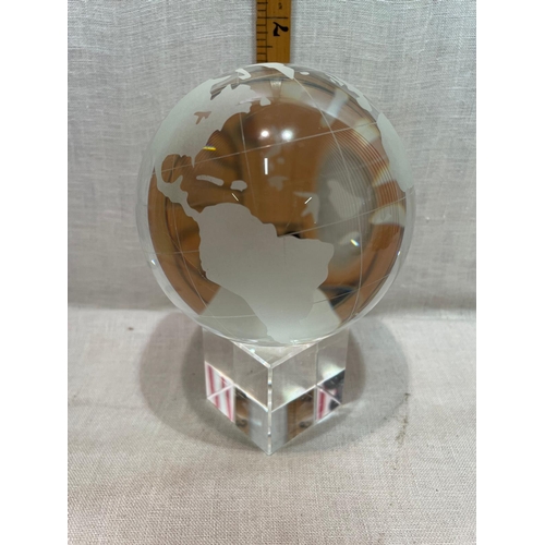 313 - GLASS WORLD GLOBE ON STAND