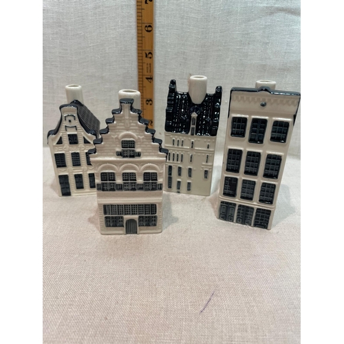 317 - 4 BLUE DELFT KLM BOLD HOUSES