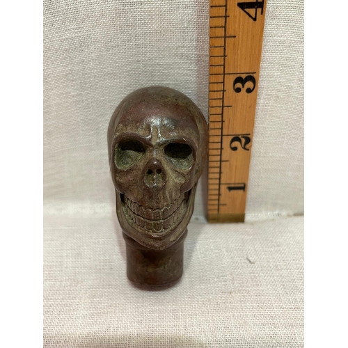 420 - EARLY CAST IRON WALKING STICK SKULL