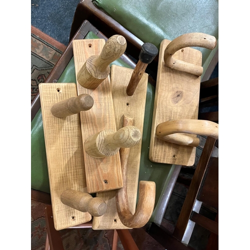 60 - 4 HANDMADE WALKING STICK COAT HOOKS