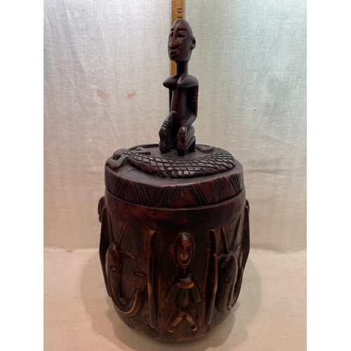 81 - AFRICAN TRIBAL ART BAULE CARVED WOODEN MEDICINE POT