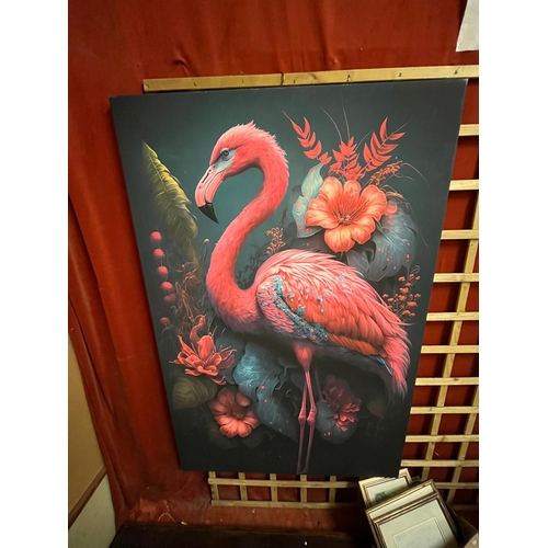 261 - LARGE FLAMINGO CANVAS 3FT3 WIDE X 4FT10 HIGH