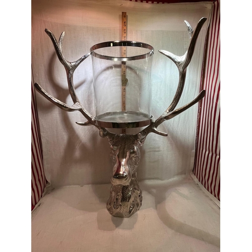 314 - LARGE METAL STAGS HEAD CANDLE HOLDER