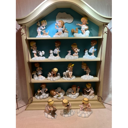 320 - COLLECTABLE FRANKLIN MINT ALMOST ANGELS FIGURES WITH DISPLAY CABINET