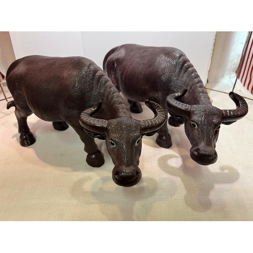 325 - PAIR SHIWAN WATER BUFFALO SIGNED ON BOTTOM