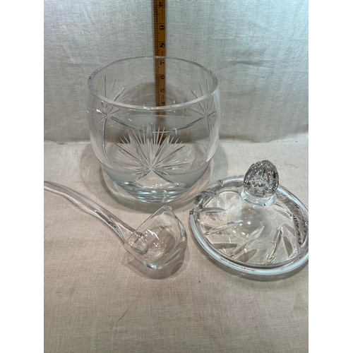 334 - CUT GLASS RUM PUNCH JAR WITH LADLE