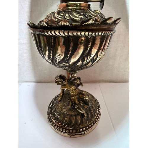 110 - ORNATE BRASS FIGURE LAMP HEAVY BASE