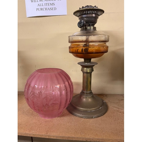 125 - CRANBERRY GLASS VICTORIAN OIL LAMP