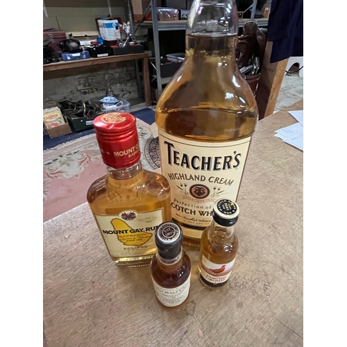 149 - TEACHERS WHISKEY RUM AND 2 SMALLL BOTTLES