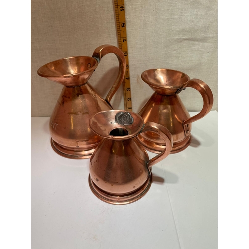 178 - SET VICTORIAN COPPER JUGS