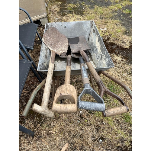 198 - WHEELBARROW WITH GARDEEN TOOLS