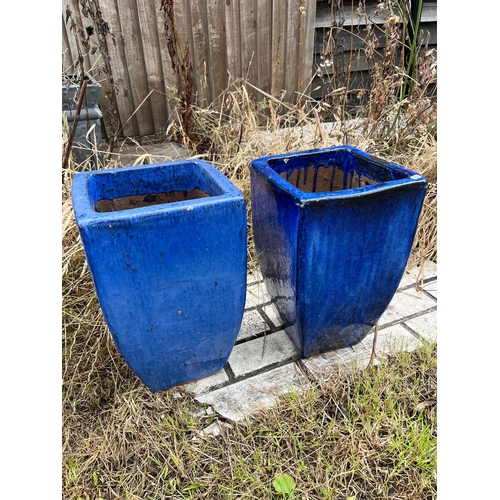 209 - PAIR BLUE GARDEN POTS