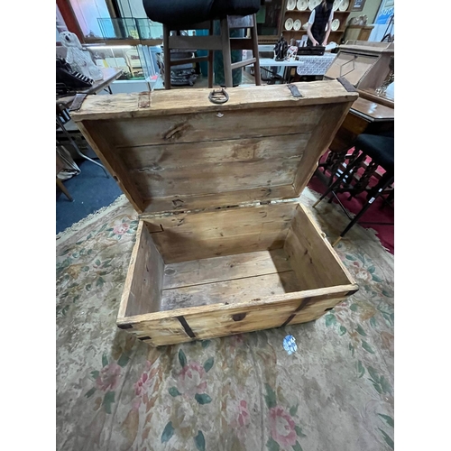 230 - PINE METAL BOUND DOMED CHEST 231/2