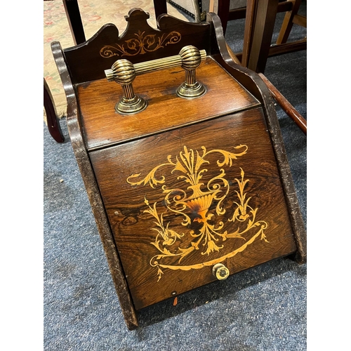 235 - ORNATE INNLAID ROSEWOOD COAL BOX