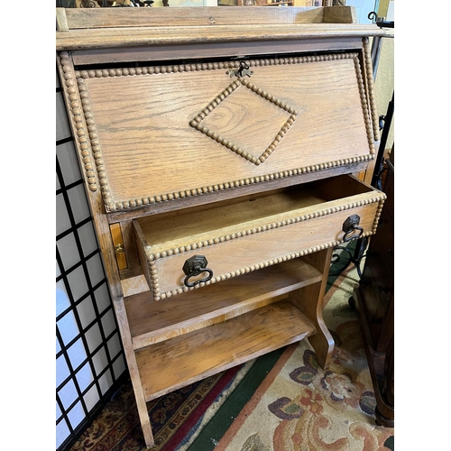 240 - LIGHT OAK BUREAU DESK 2FT1 WIDE X 9