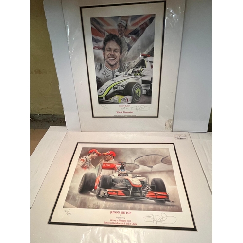 246 - 2 LTD ED JENSON BUTTON PICS SIGNED BY STEPHEN DOIG