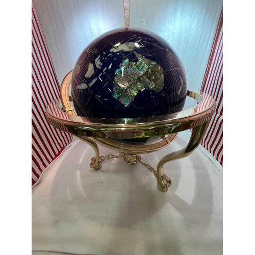 285 - LARGE GLOBE ON STAND INLAID WSITH CRYSTAL WITH COMPASS