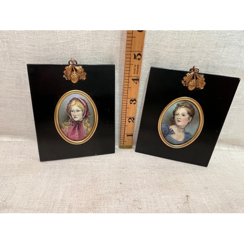 300 - PAIR MINIATURE PORTRAITS OF EDWARDIAN LADIES