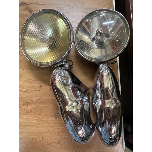 4 - 2 VINTAGE LUCAS CAR HEAD LAMPS