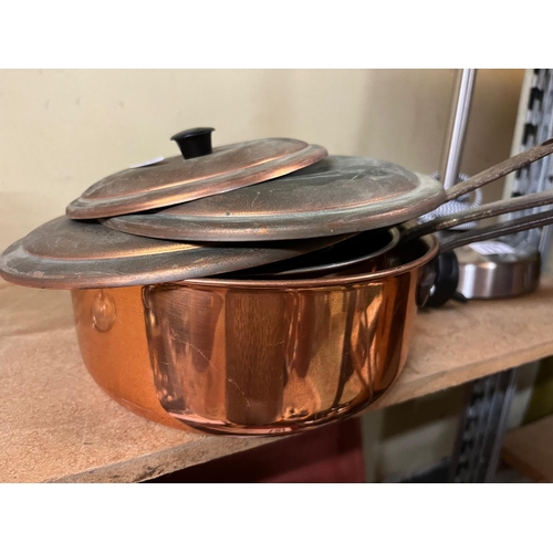 123 - QTY COPPER SAUCEPANS