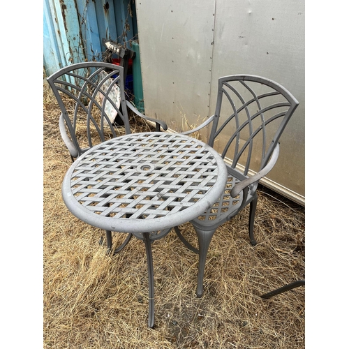 213 - CAST GARDEN TABLE AND 2 CHAIRS